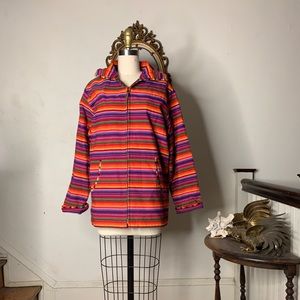 Chicos rainbow colored zip up cotton Baja hoodie